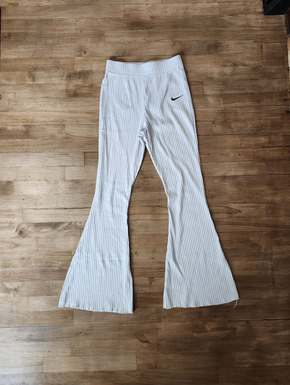 Nike White Ribbed Flared Leggings